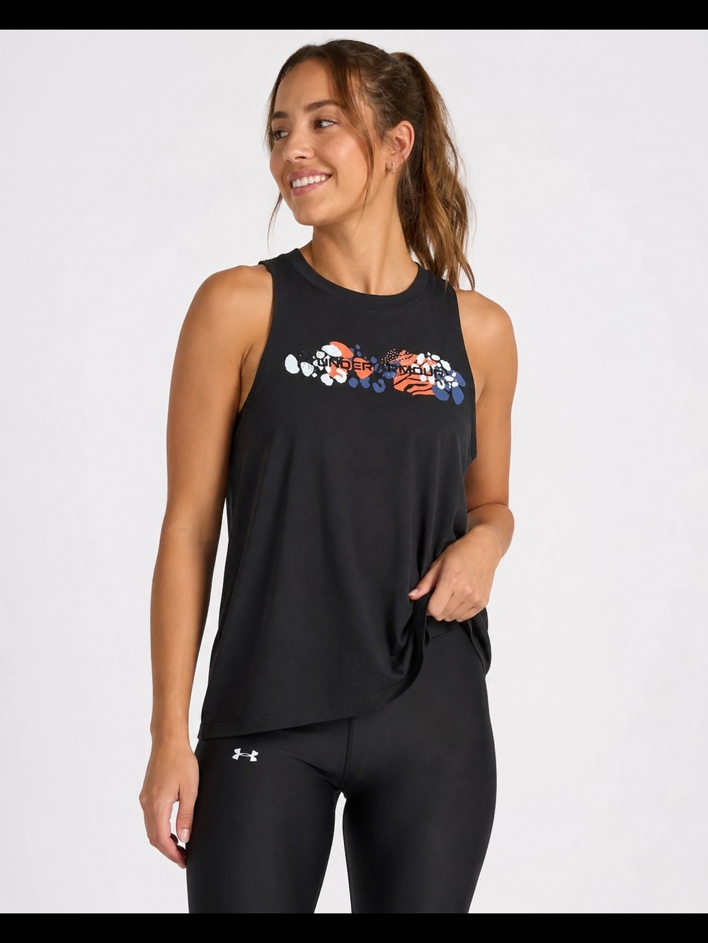 Under Armour HeatGear Black Graphic Workout Tank Top Women’s L